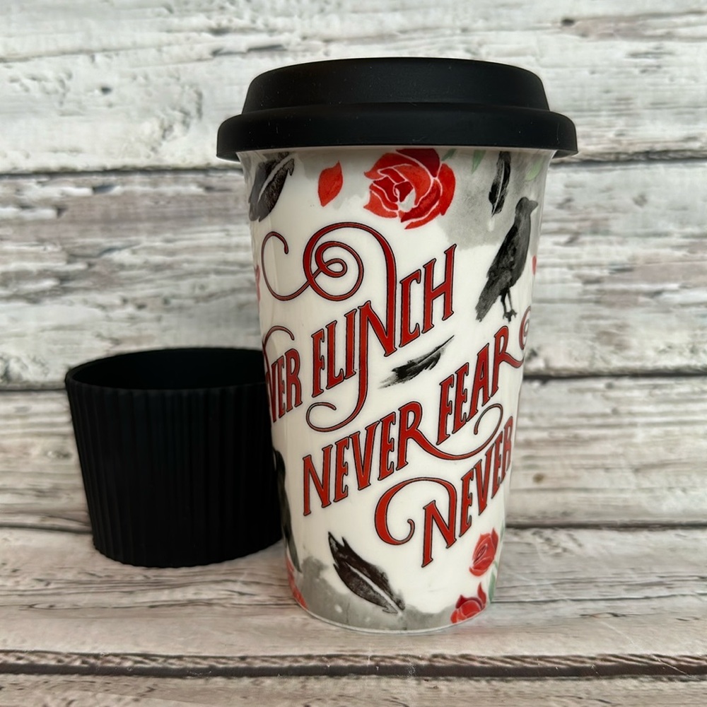 Owlcrate Ceramic Travel Mug Nevernight Never Flinch Never Fear Never Forget